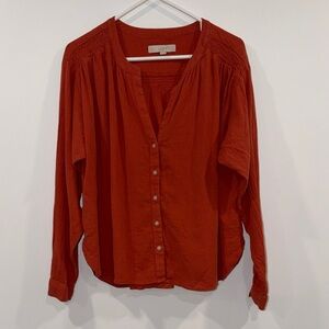 LOFT Women's Rust Button-Down Blouse